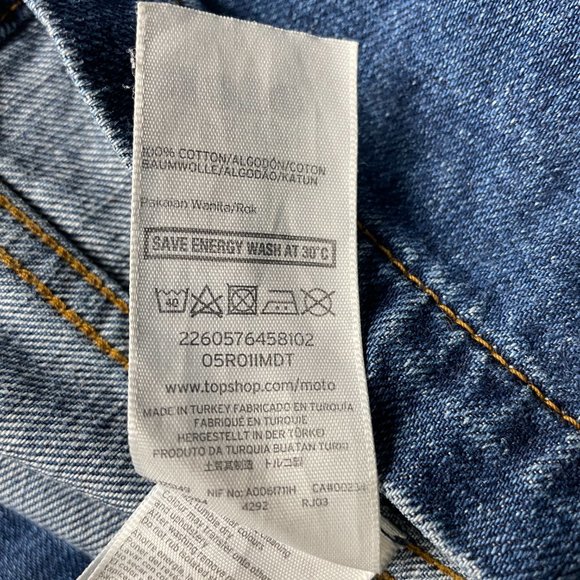 TOPSHOP MOTO DENIM A LINE BUTTON MINI SKIRT SIZE 28 - Picture 10 of 10